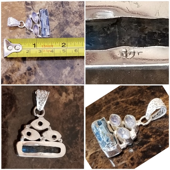 Rough Kyanite and Milky Opal Pendant 1.5" long - Picture 4 of 4